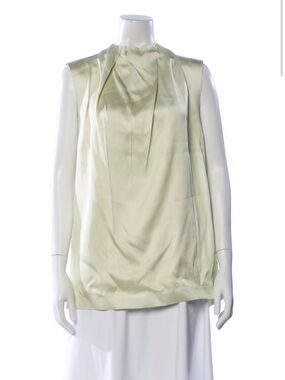 Jil Sander Pale Green Satin Sleeveless Top